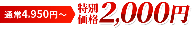 通常4,950円～が特別価格2,000円