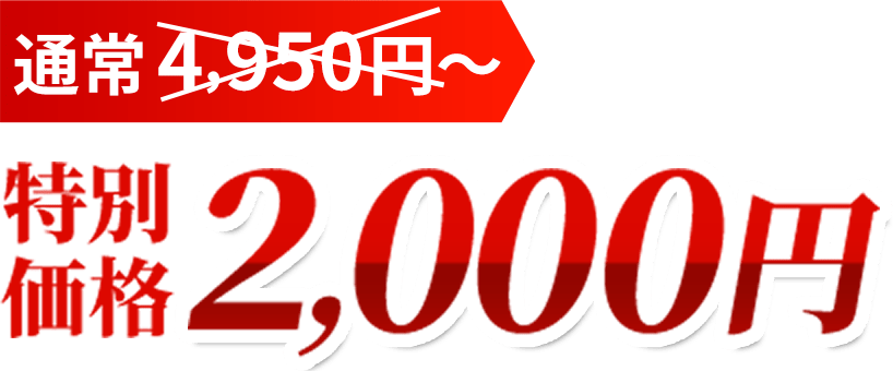 通常4,950円～が特別価格2,000円